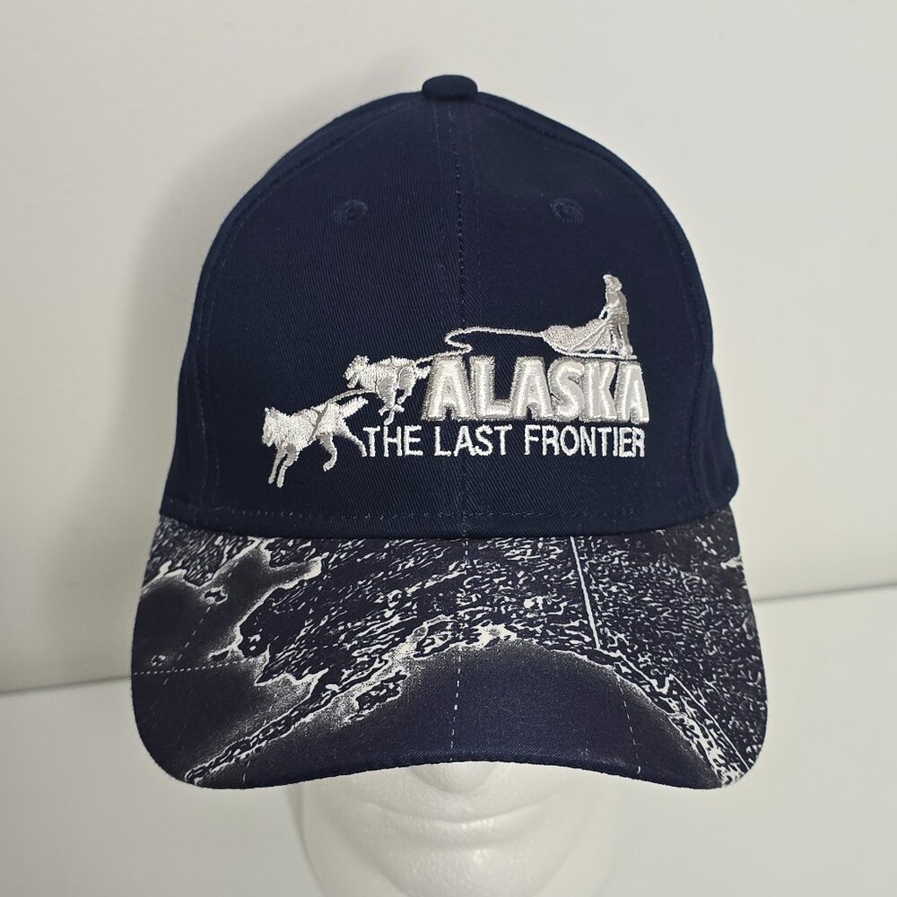 Alaska‎ The Last Frontier Sled Dogs Graphic Blue Hat Cap Souvenir Arctic Circle